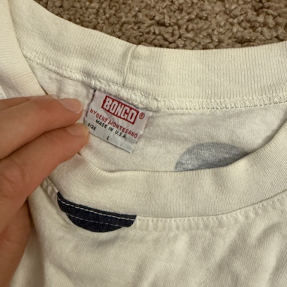 Vintage Bongo Shirt Women size Large Navy PolkaDot Cotton Casual Long Sleeve - Picture 14 of 16